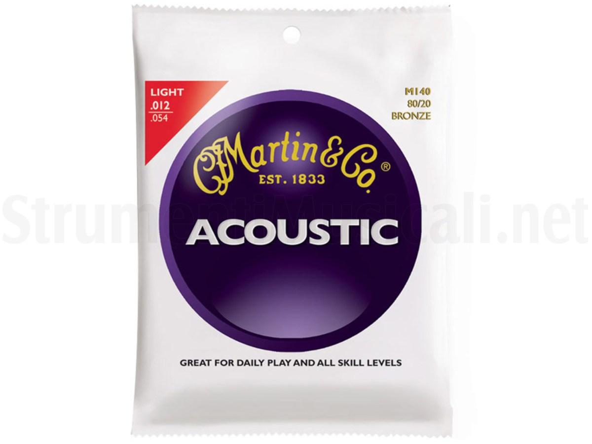Martin m140 bronze set di corde chitarra acustica 12/54