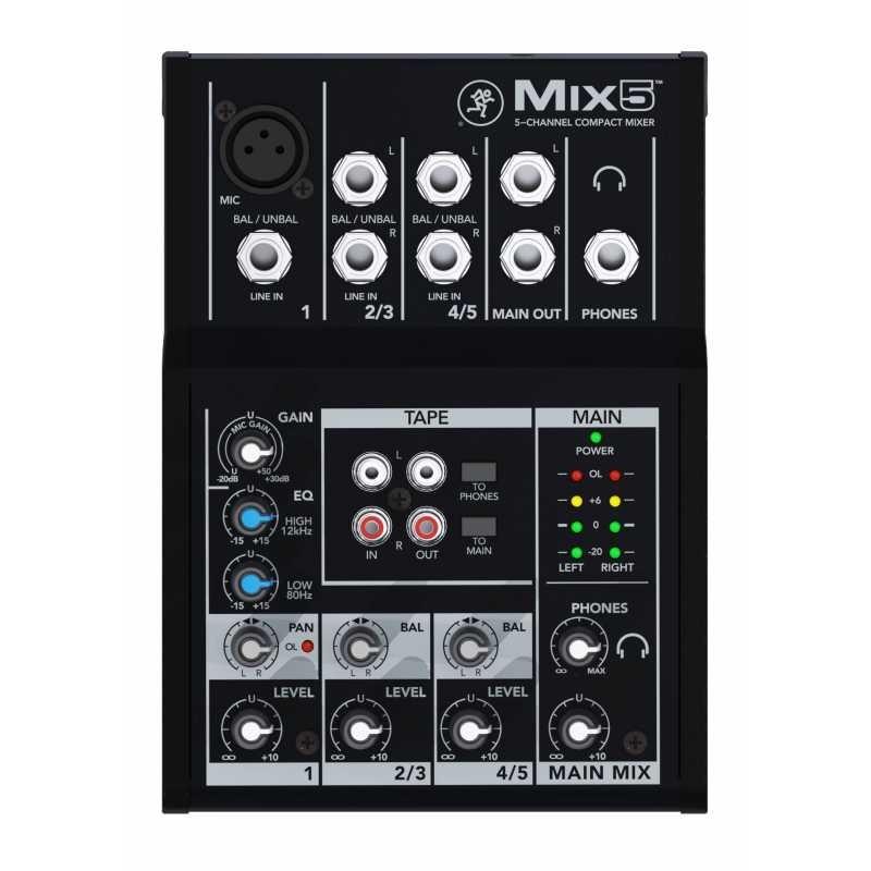 MACKIE MIX 5 MIXER COMPATTO 5 INPUT CON 1 PREAMPLIFICATORE MICROFONICI<br />