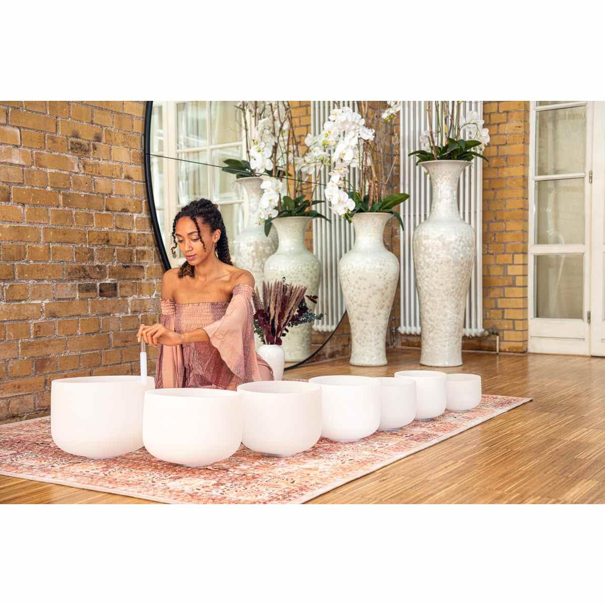 Sonic energy csbsetcha set chakra campane tibetane in cristallo da 7 pezzi, c, d, e, f, g, a, b