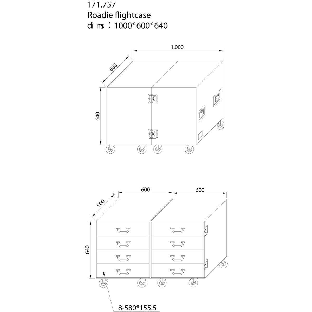 Power dynamics pd-fa4 flightcase a 8 cassetti