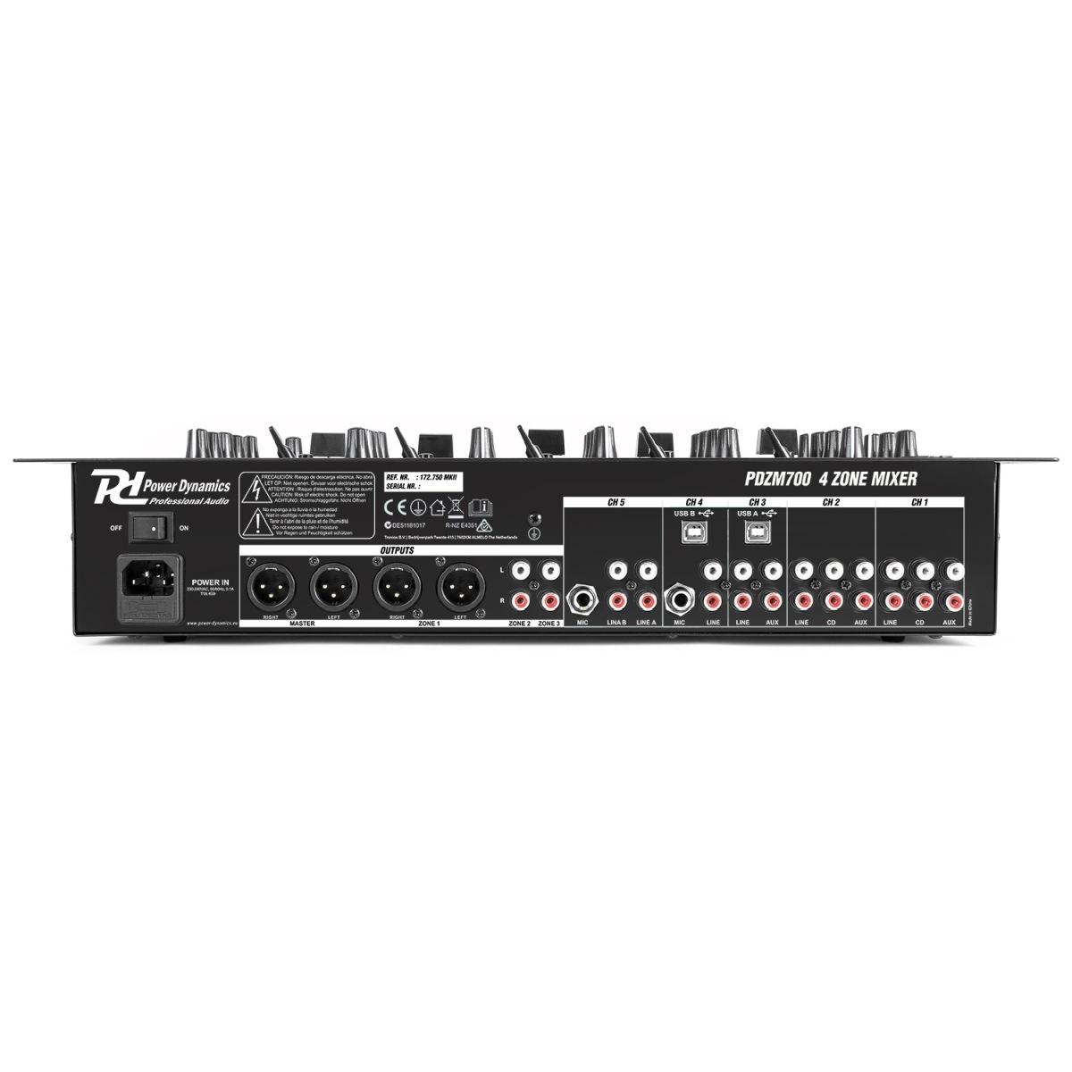 POWER DYNAMICS PDZM700 5 Channel 4 zone mixer