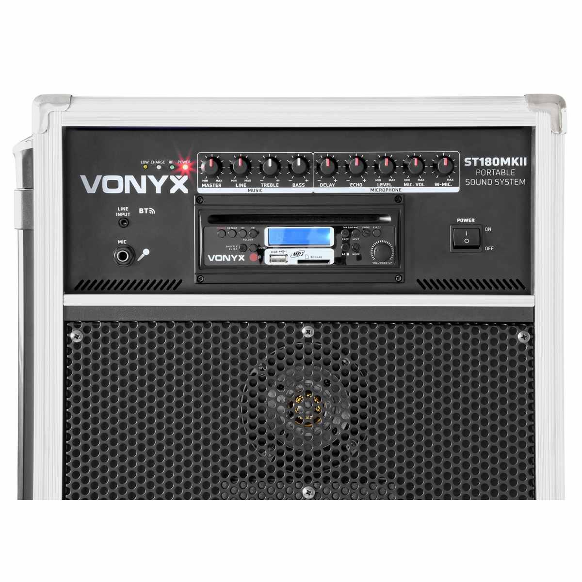 Vonyx st180 mk2 sistema audio portatile 12 bt/cd/mp3/uhf