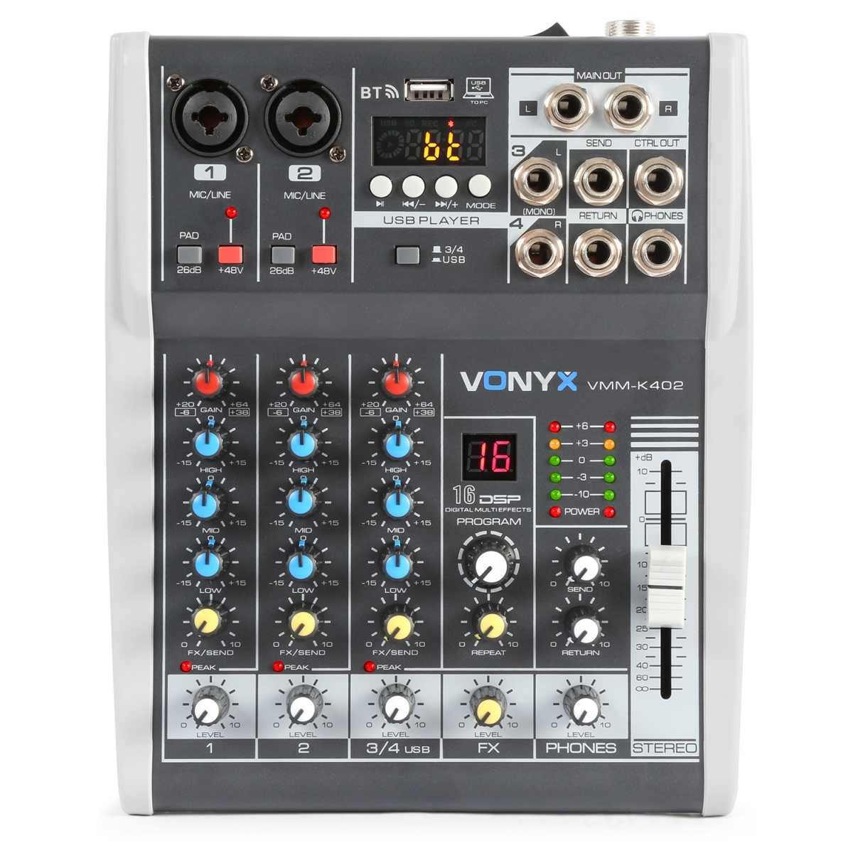 VONYX VMM-K402 MusMix 4Ch/BT/Echo/USB Rec