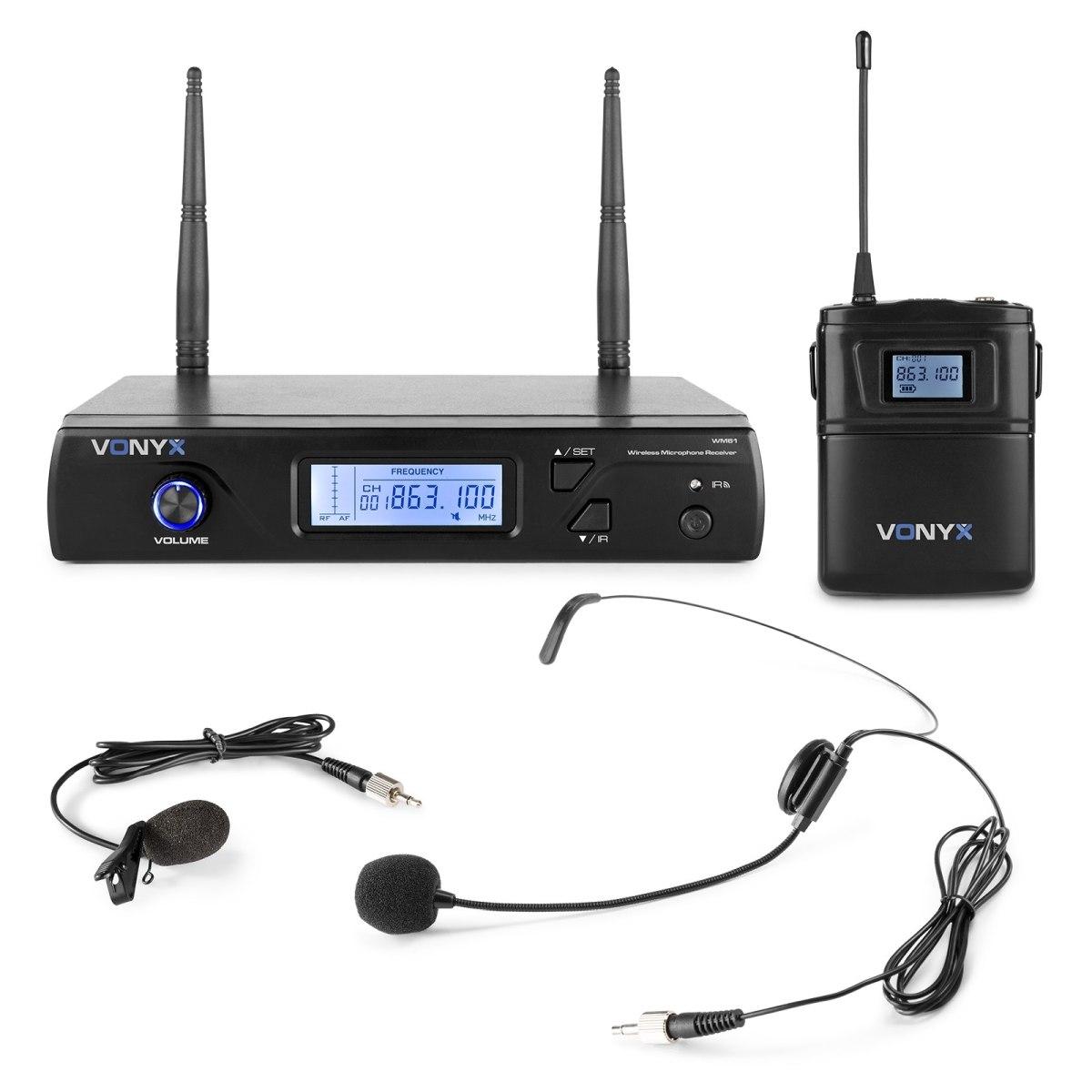 Vonyx wm61b microfono wireless uhf 16ch con 1 bodypack
