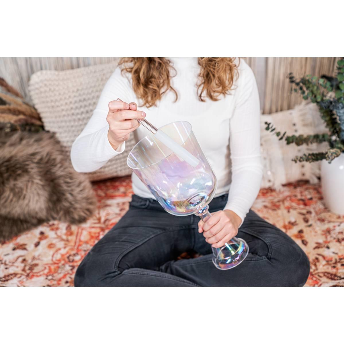 SONIC ENERGY CSC7BCL CALICE DA CANTO IN CRISTALLO DA 7", NOTA SI3, TRASPARENTE, CHAKRA DELLA CORONA