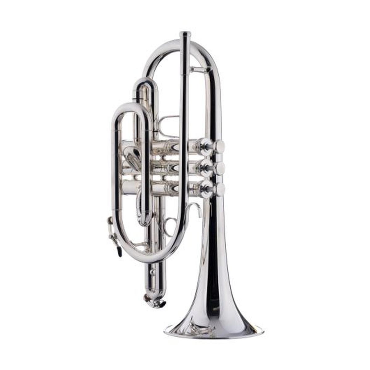 SCHAGERL 1961 CORNETTE SIb CAMPANA GOLD BRASS, YB LEDPIPE & MAIN. SLIDE, SILVER PLATED