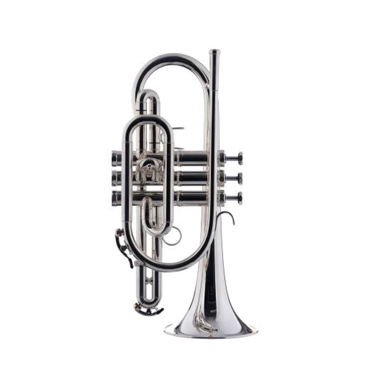 SCHAGERL 1961 CORNETTE SIb CAMPANA GOLD BRASS, YB LEDPIPE & MAIN. SLIDE, SILVER PLATED