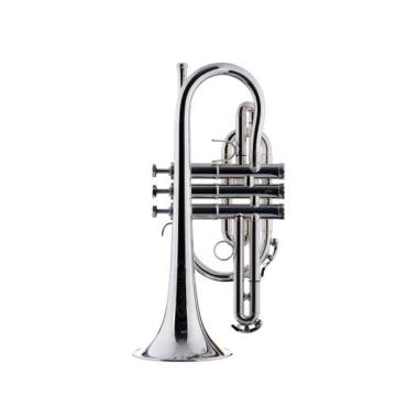 SCHAGERL 1961 CORNETTE SIb CAMPANA GOLD BRASS, YB LEDPIPE & MAIN. SLIDE, SILVER PLATED