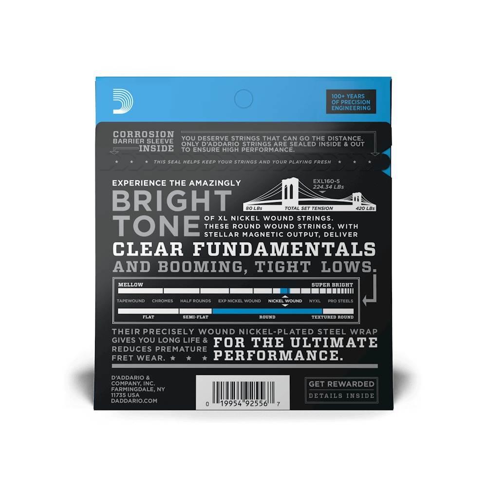 D'addario exl160/5 set corde basso elettrico
