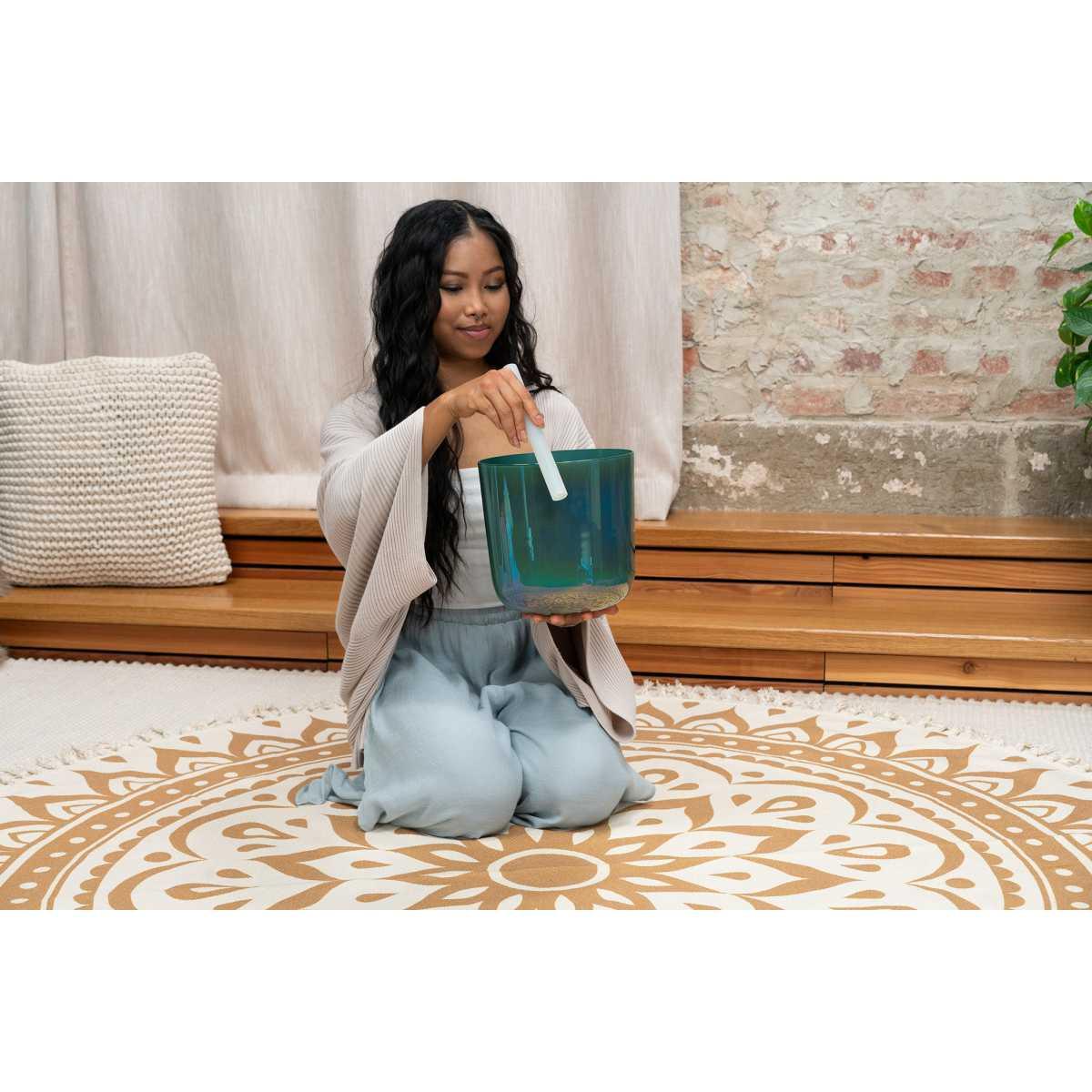 SONIC ENERGY ECSB8F3MB Calice in cristallo Essence da 8" F3 blu menta 440 Hz chakra del cuore