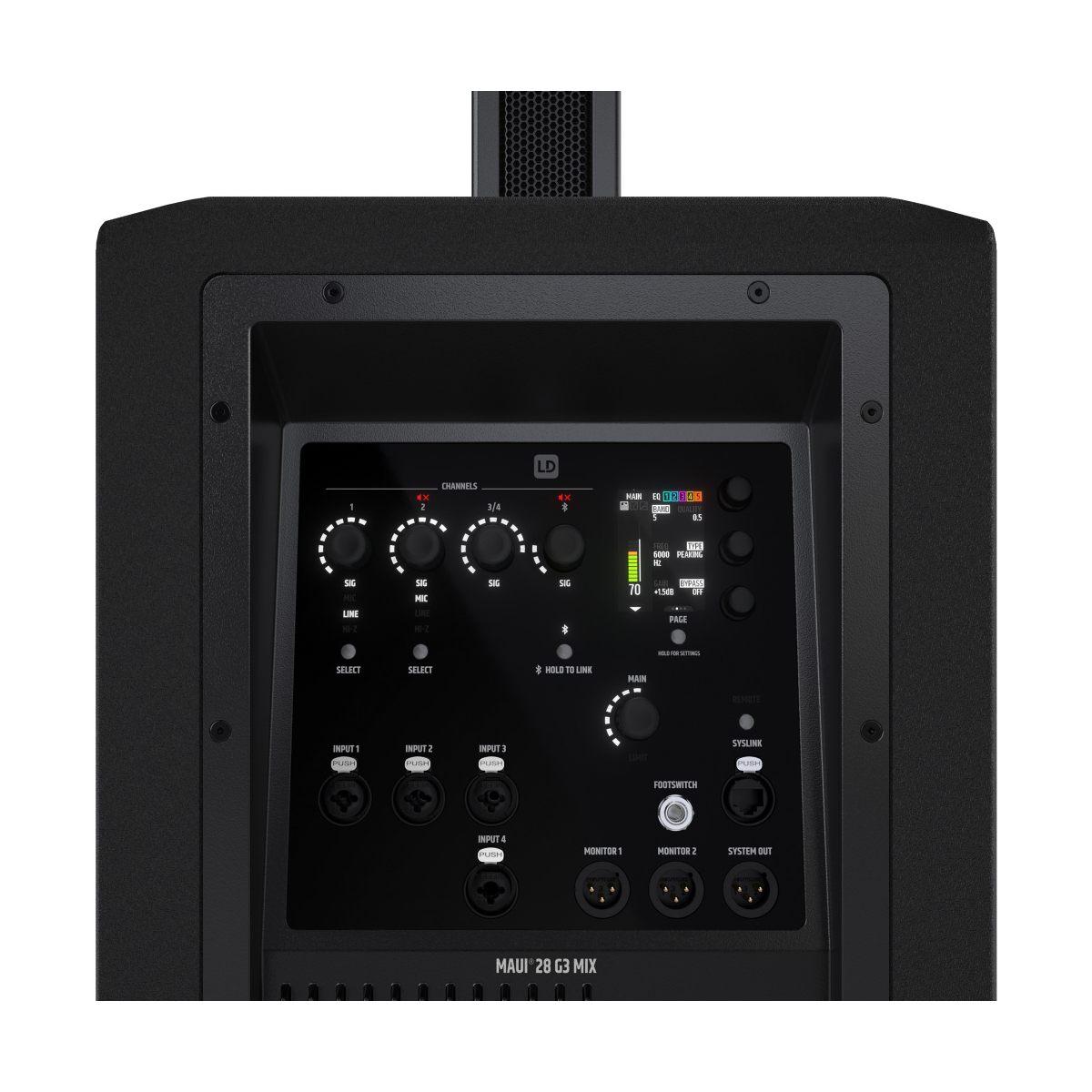 LD SYSTEMS MAUI 28 G3 MIX - PA compatto a colonna, portatile, cardioide, con mixer digitale, nero