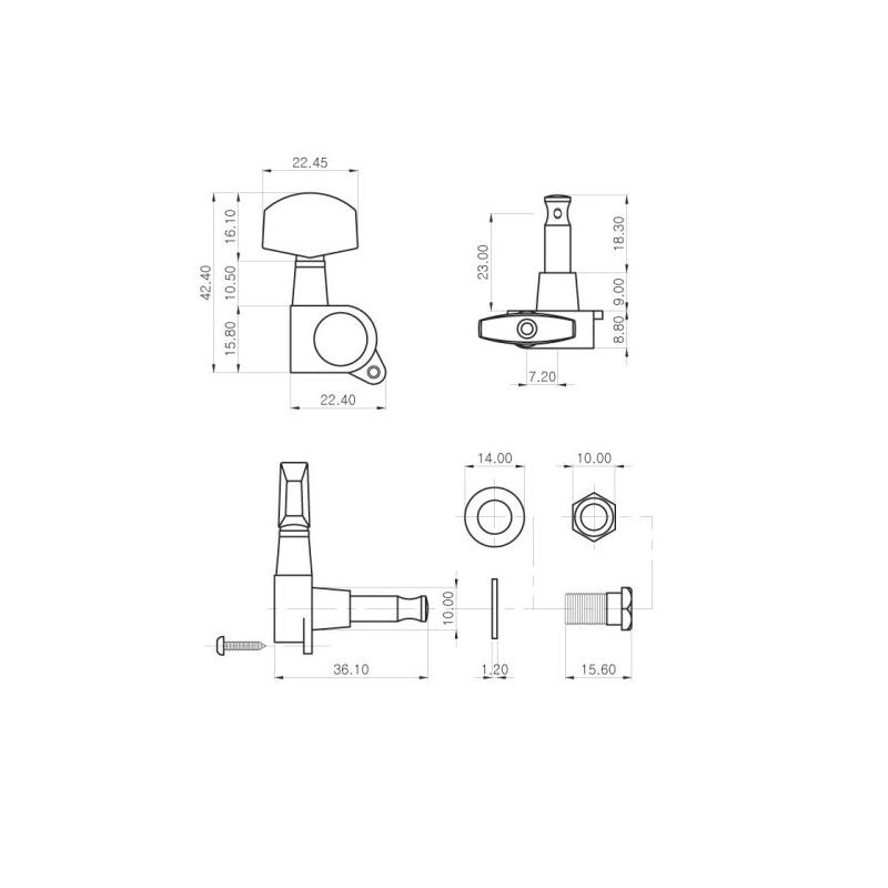 Partsplanet j01 black set meccanichechitarra acustica/elettrica