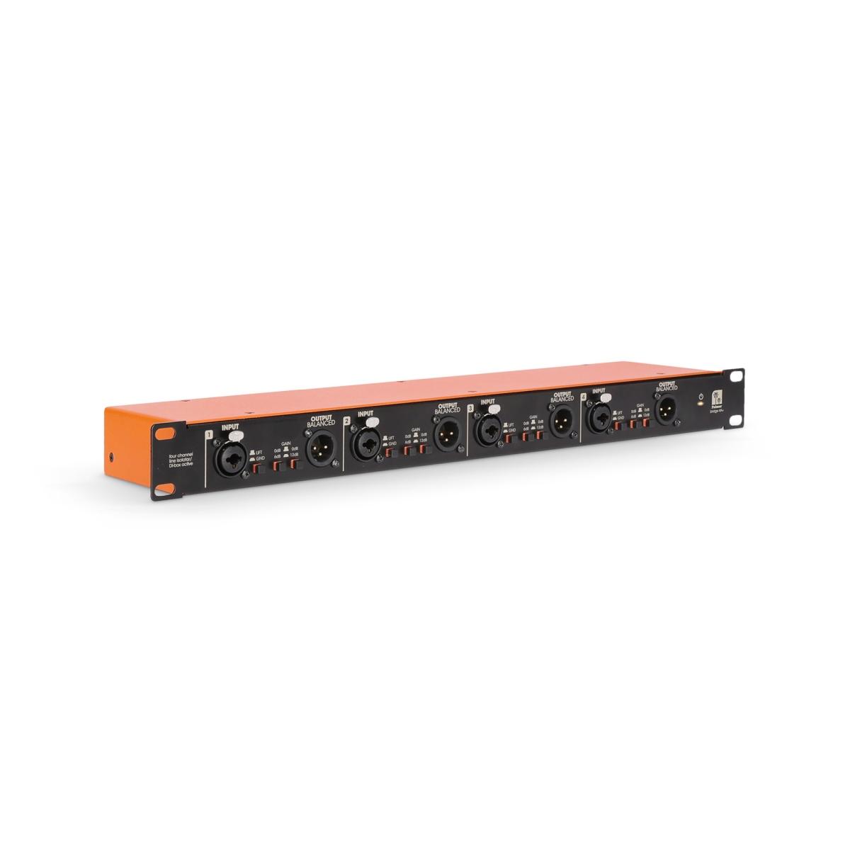 PALMER BRIDGE 4A+ - DI Box attivo a 4 canali e box di isolamento di linea, formato rack 19"