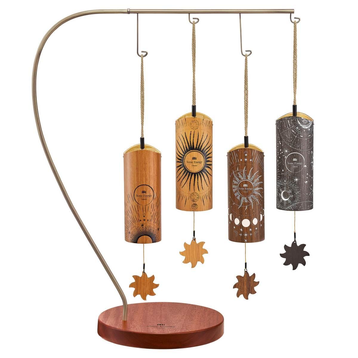 SONIC ENERGY CBCS4SET Set di campanelli cosmici in bamb da 4 pezzi, incluso supporto