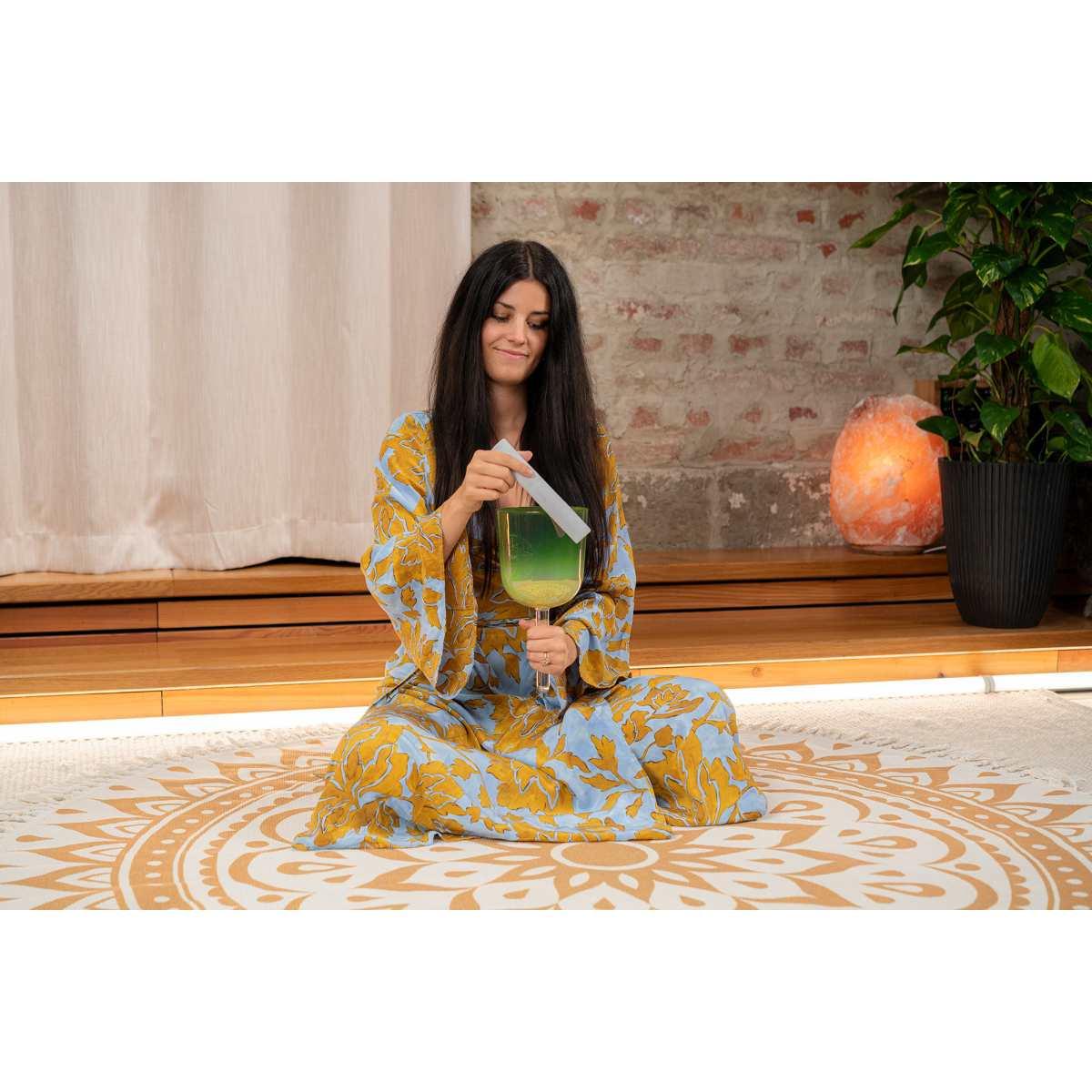 SONIC ENERGY ESOLCSB396 Campana tibetana in cristallo Essence Solfeggio da 5,75" Ut 396 Hz, verde oliva