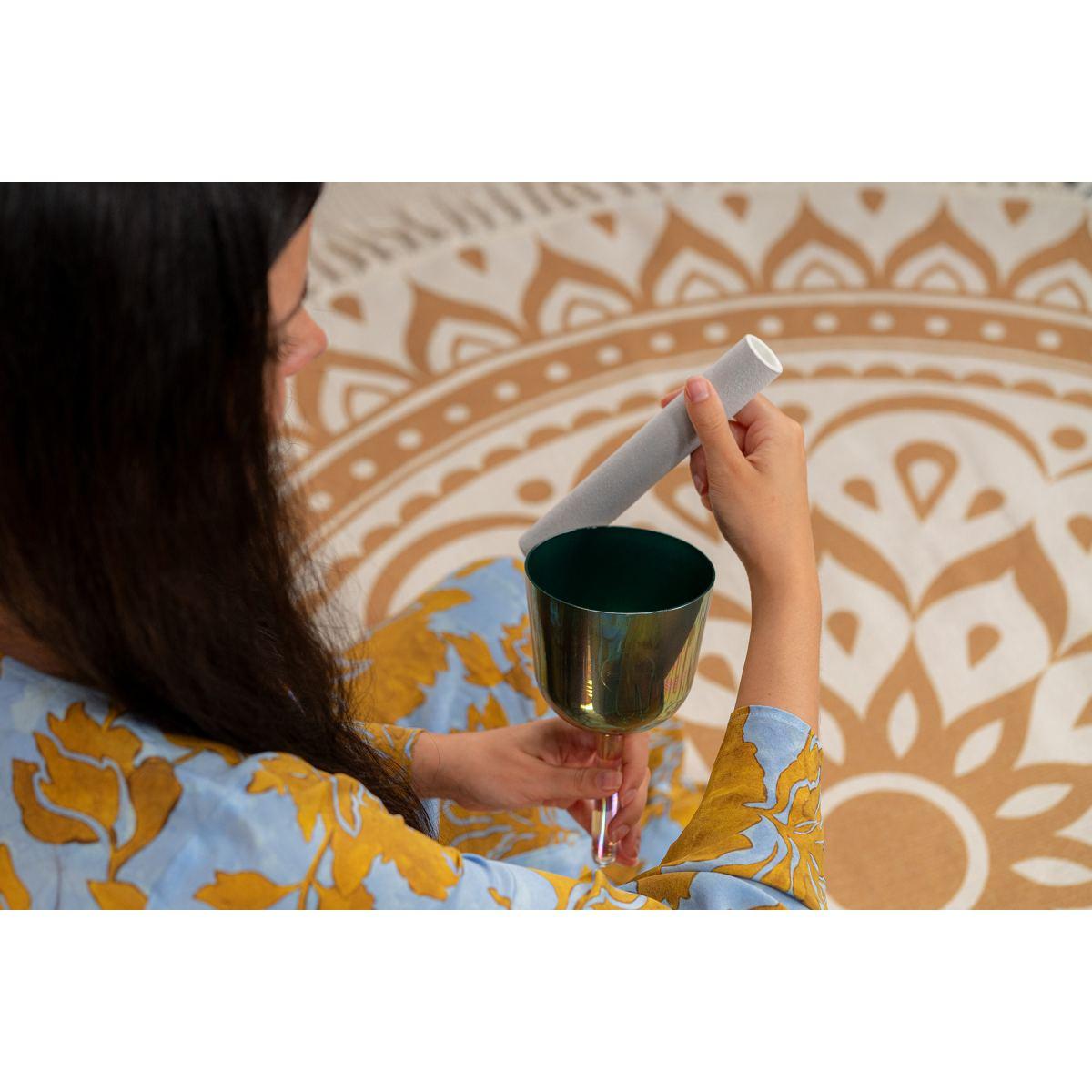 SONIC ENERGY ESOLCSB639 Campana tibetana in cristallo Essence Solfeggio da 4,25" Fa 639 Hz, blu indaco