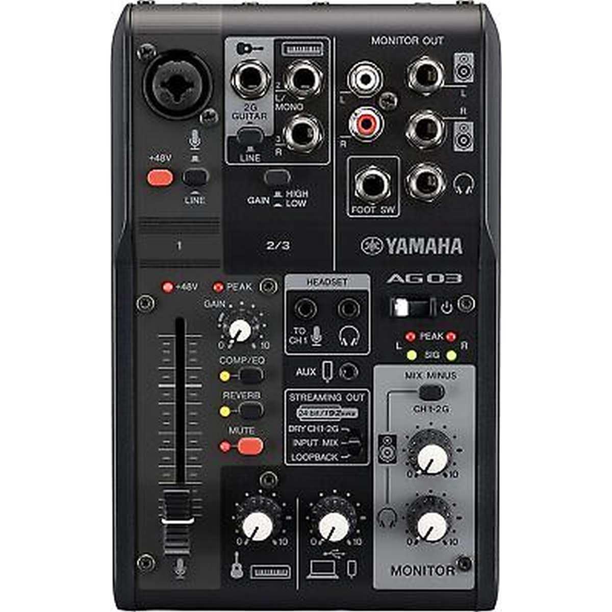 Yamaha ag03 mkii black mixer per live streaming 3 canali con interfaccia audio usb