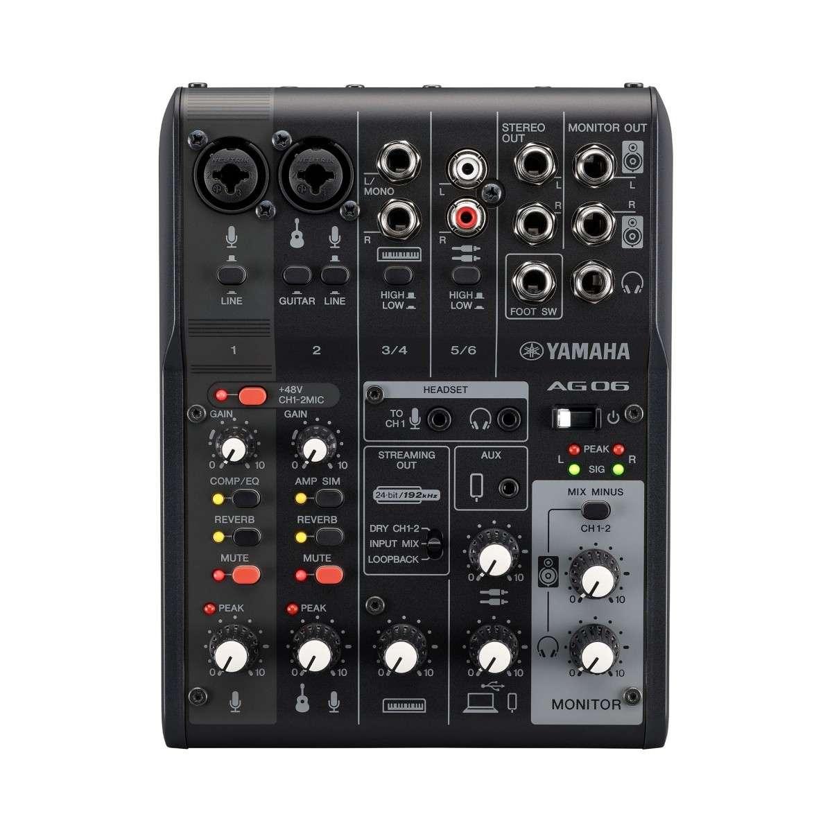 Yamaha ag06 mkii black mixer per live streaming 6 canali con interfaccia audio usb