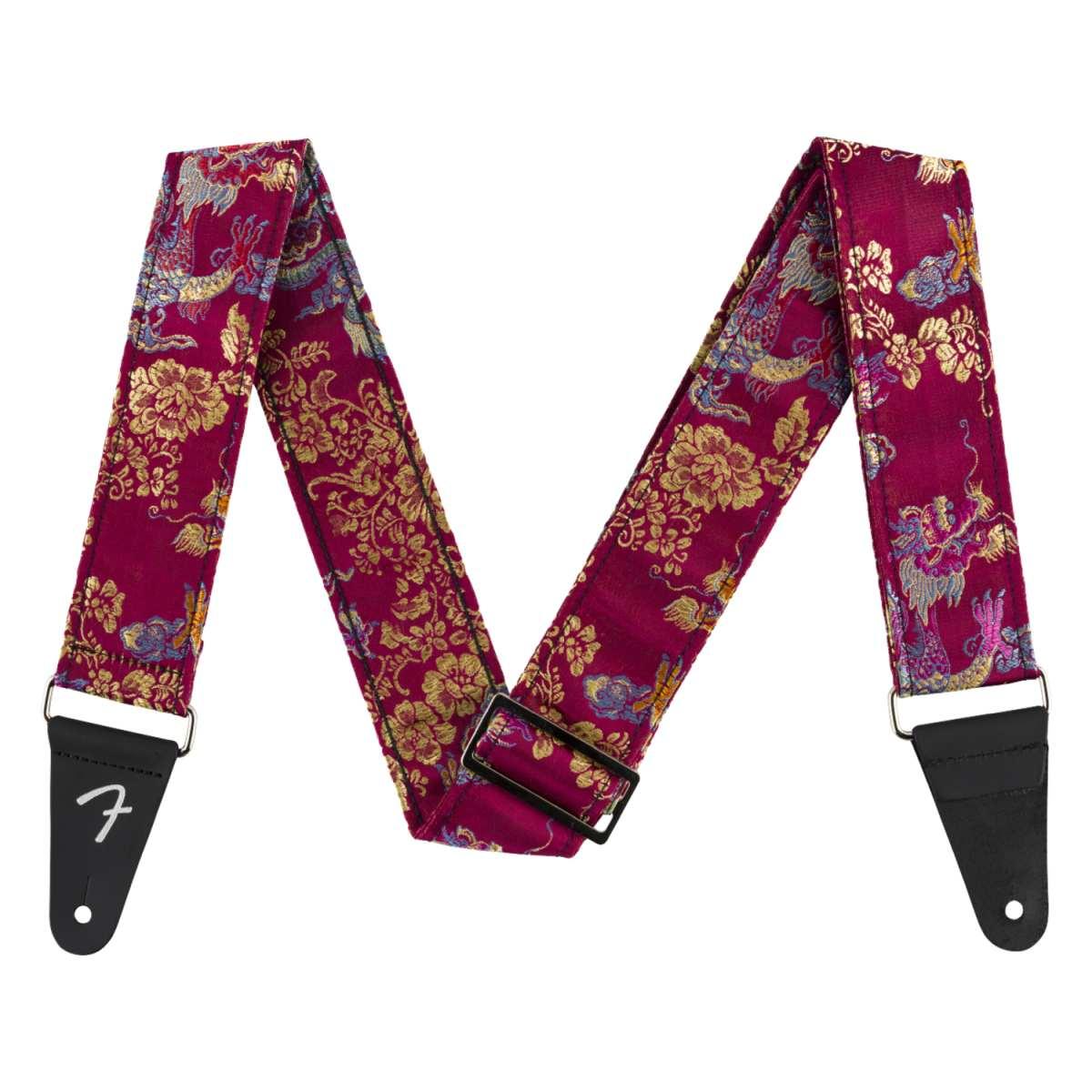 Fender satin dragon strap wine tracolla per chitarra e basso