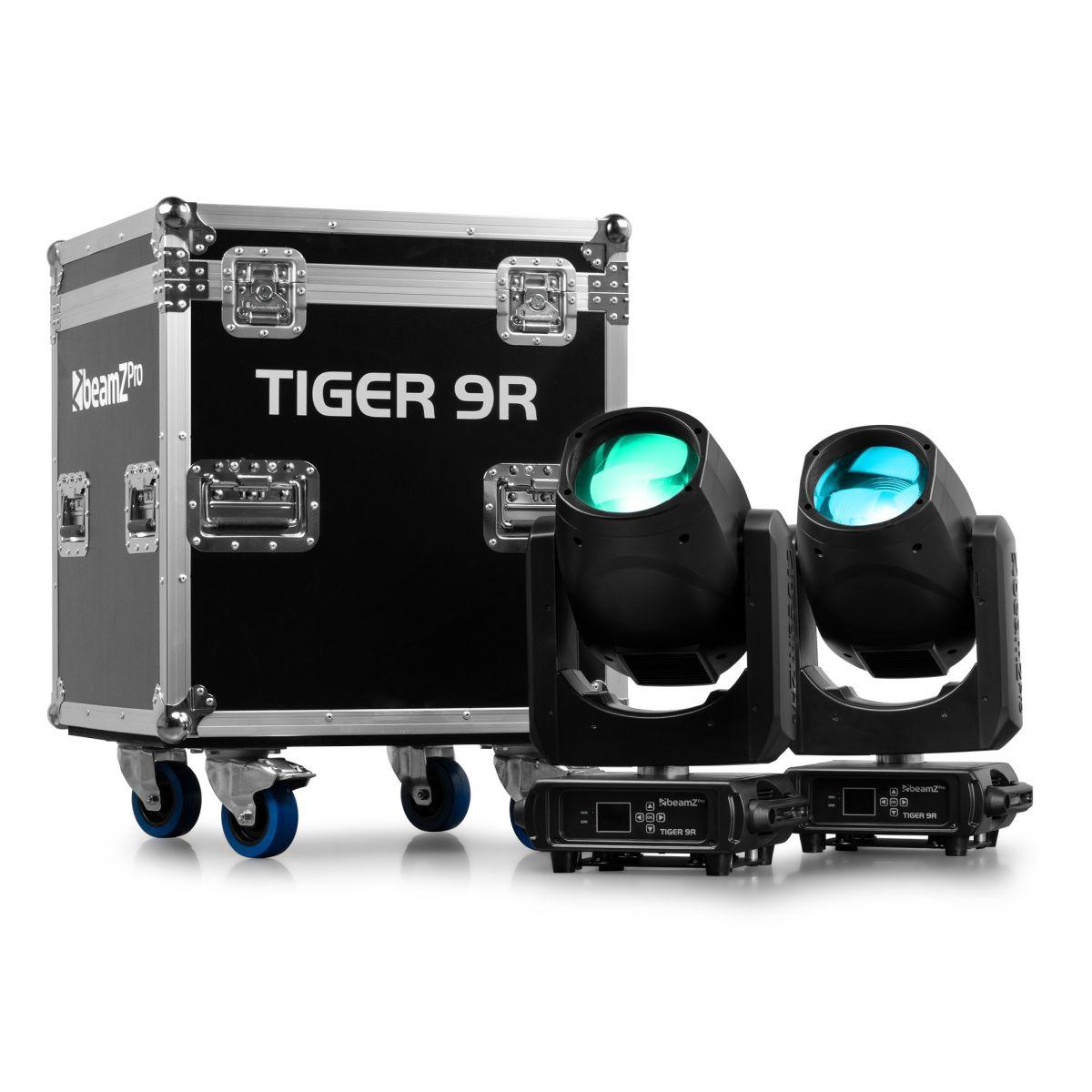 BEAMZ Tiger 9R Testa mobile spot 2pcs con flycase