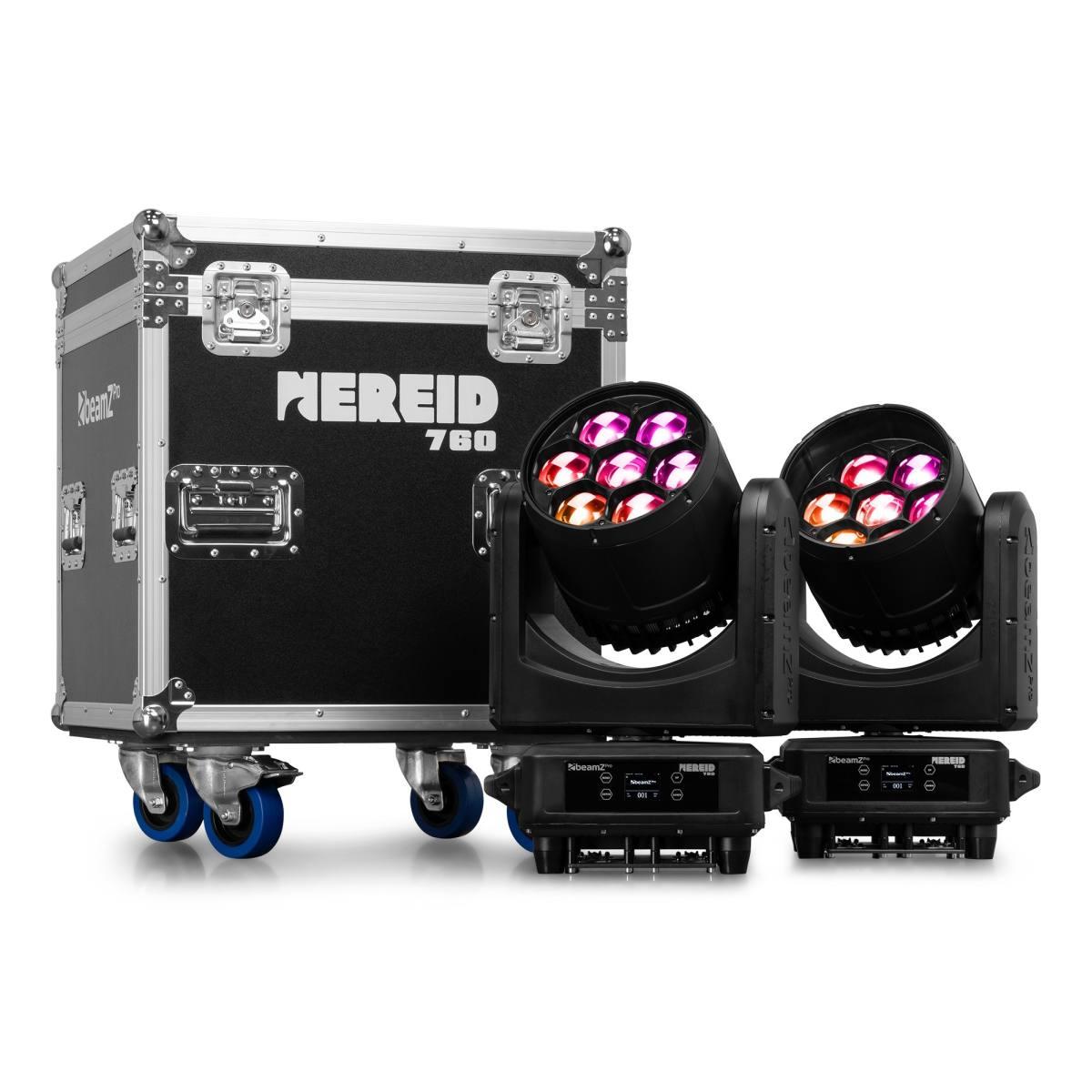 BEAMZ Nereid760 IP65 Testa mobile a LED Wash per esterni con zoom 2 pezzi con flightcase