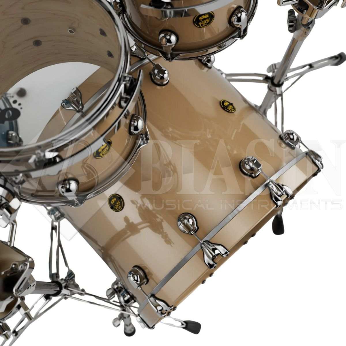 DS DRUM Fury Studio Kit Maple Shell Pack 4 pezzi Caramel Brass Lacquer 22/10/12/16