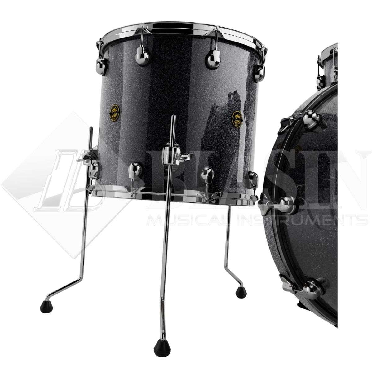 DS DRUM Fury Rock Kit Maple Shell Pack 3 pezzi Anthrax Grey Sparkle Lacquer 24/13/16