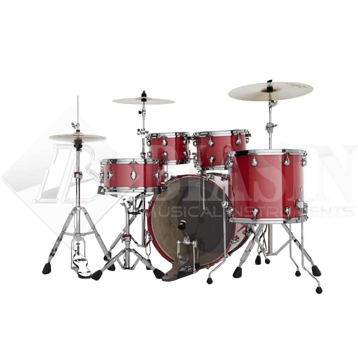 DS DRUM GrooveMaster Studio Kit Birch 5 pezzi Spicy Red Lacquer 22/10/12/16/14SD + Hardware 300 Series